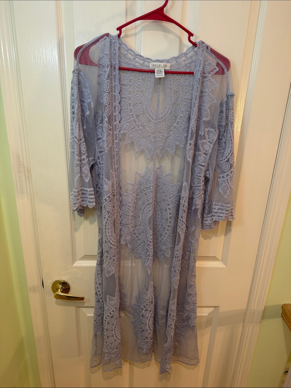 Lace Sheer Kimono Robe - Light Lavender